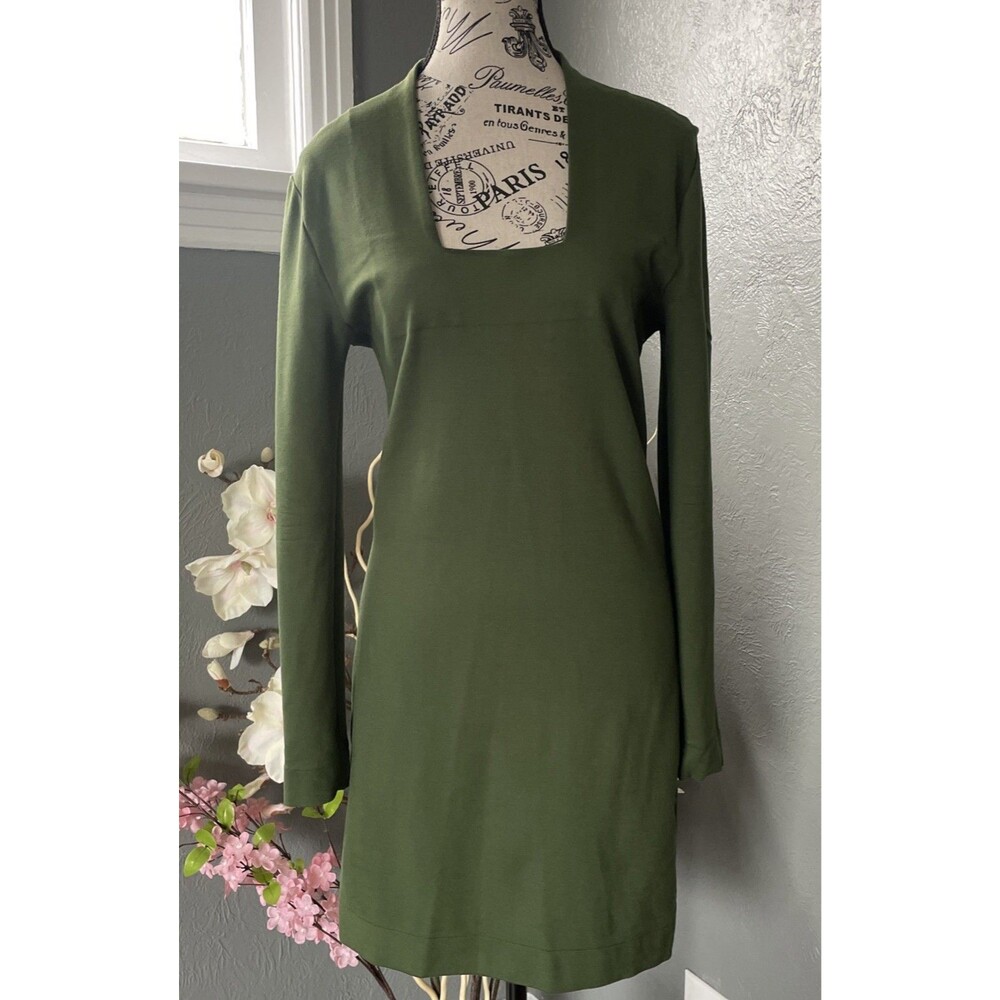 Kate Spade Saturday Dress S Small Green Pullover Stretch Sheath Long Sleeve